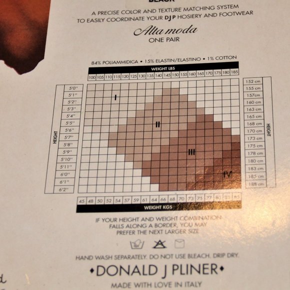 Donald J. Pliner Alta Moda Sheer Black Suspender Tights Style Hose  Size S-M - Picture 5 of 10